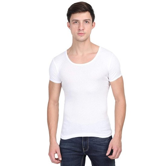 CRYSTAL VEST (3 Pcs) Men's Sleeveless Cotton White Rib Vest- U Shape Neck CRYSTAL VEST (3 Pcs) Men's Sleeveless Cotton White Rib Vest- U Shape Neck
