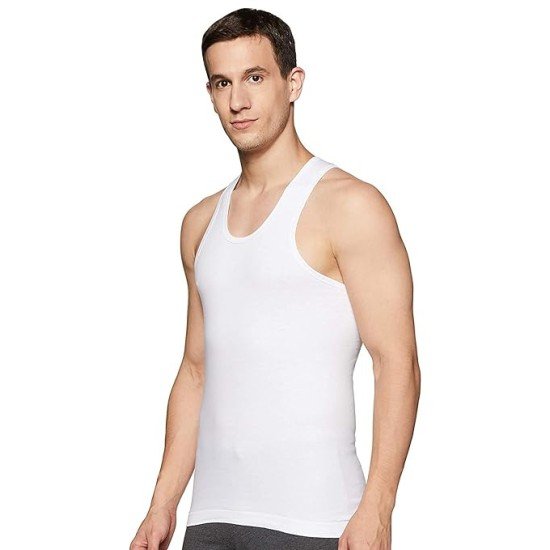 AMUL Macho Vest (Baniyan) Sleeveless for Men White (Pack Of 4 Pcs )