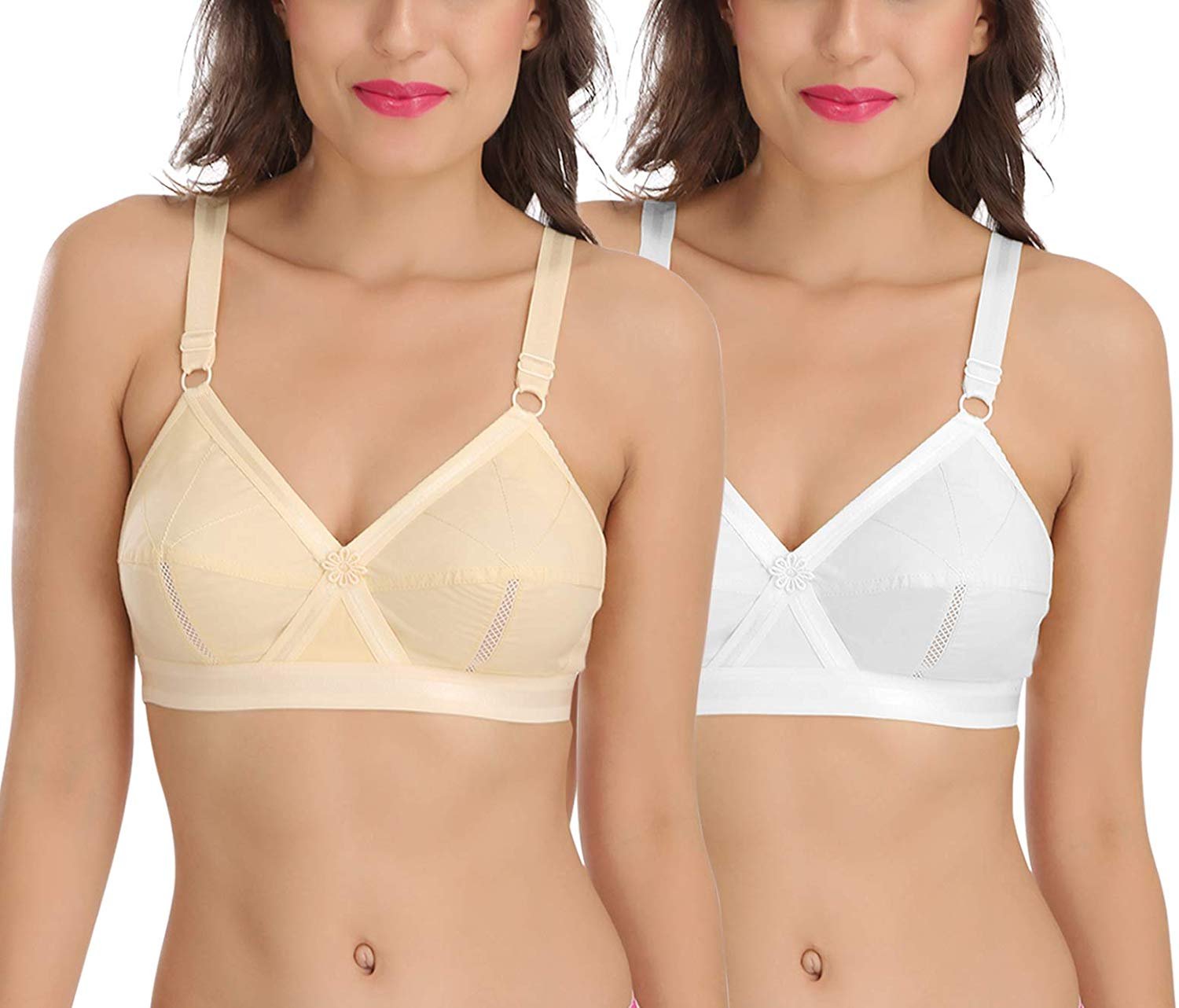 Buy SONA Women's Perfecto Full Coverage Non-Padded Plus Size Cotton Bra  (White_40C) Pack of 1 at