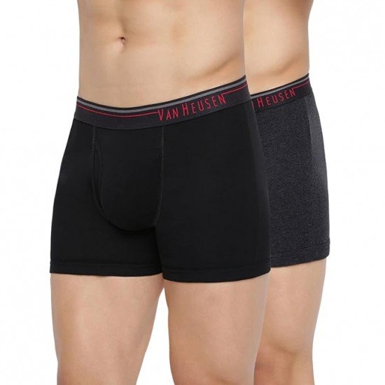 Van Heusen Men Boxer Briefs - 100% Combed Cotton - Pack of 2 - Anti Bacterial, Colour Fresh, Moisture Wicking
